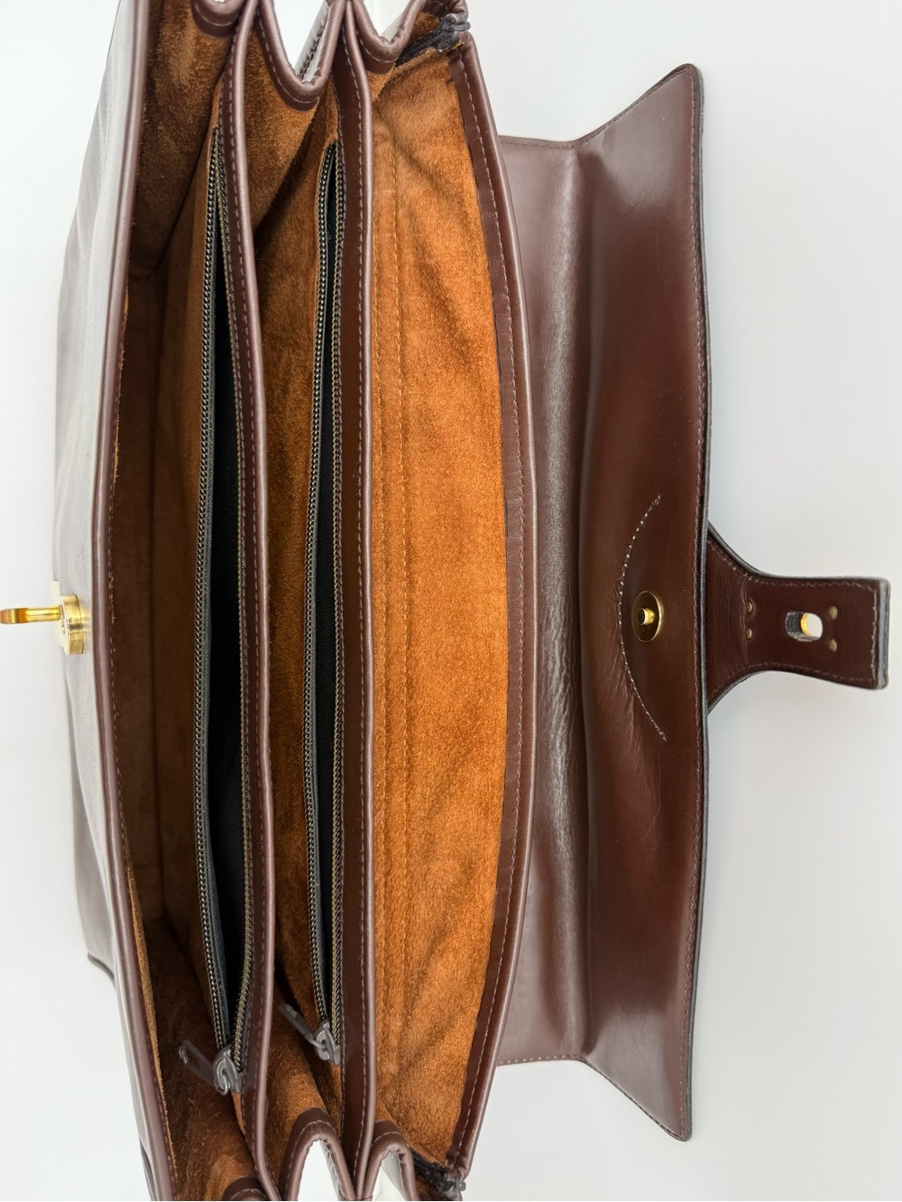 🇮🇹COLOMBO 1937 MILANO • Unisex Brown Box Calf 38 Bag (Kelly Sac à Dépêches Type) - Picture 15 of 16